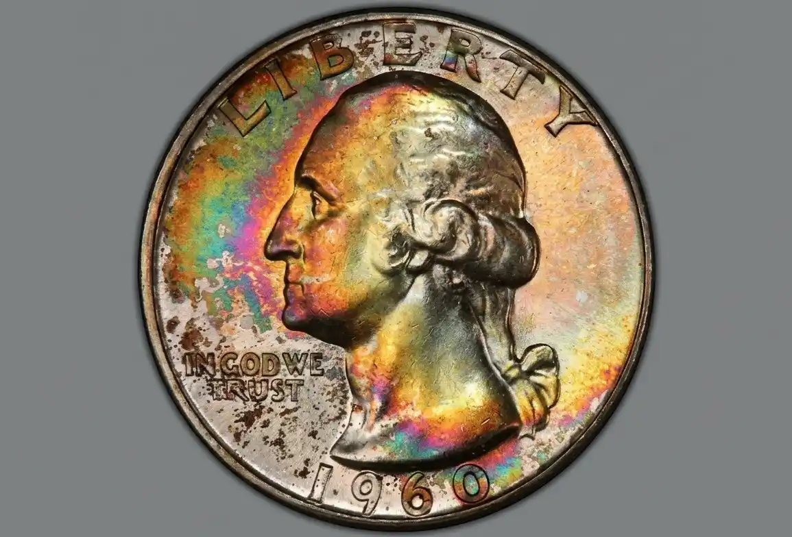  1960 quarter coin surface